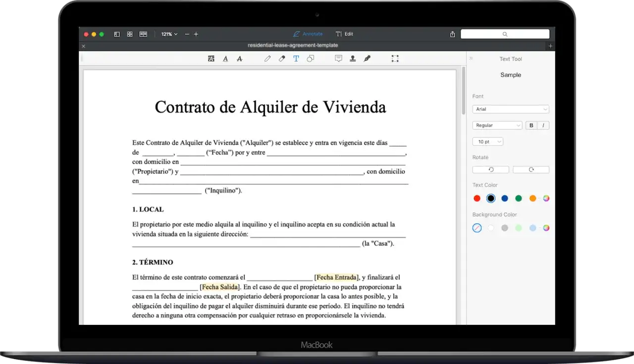 Plantilla contrato de alquiler entre particulares para vivienda. Documento con campos para fechas, direcciones y partes involucradas.