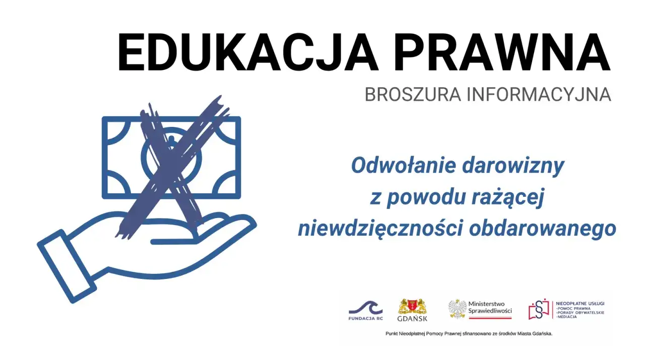 Edukacja prawna: czy można cofnąć darowiznę z powodu rażącej niewdzięczności obdarowanego? Grafika dłoni z przekreślonym banknotem.