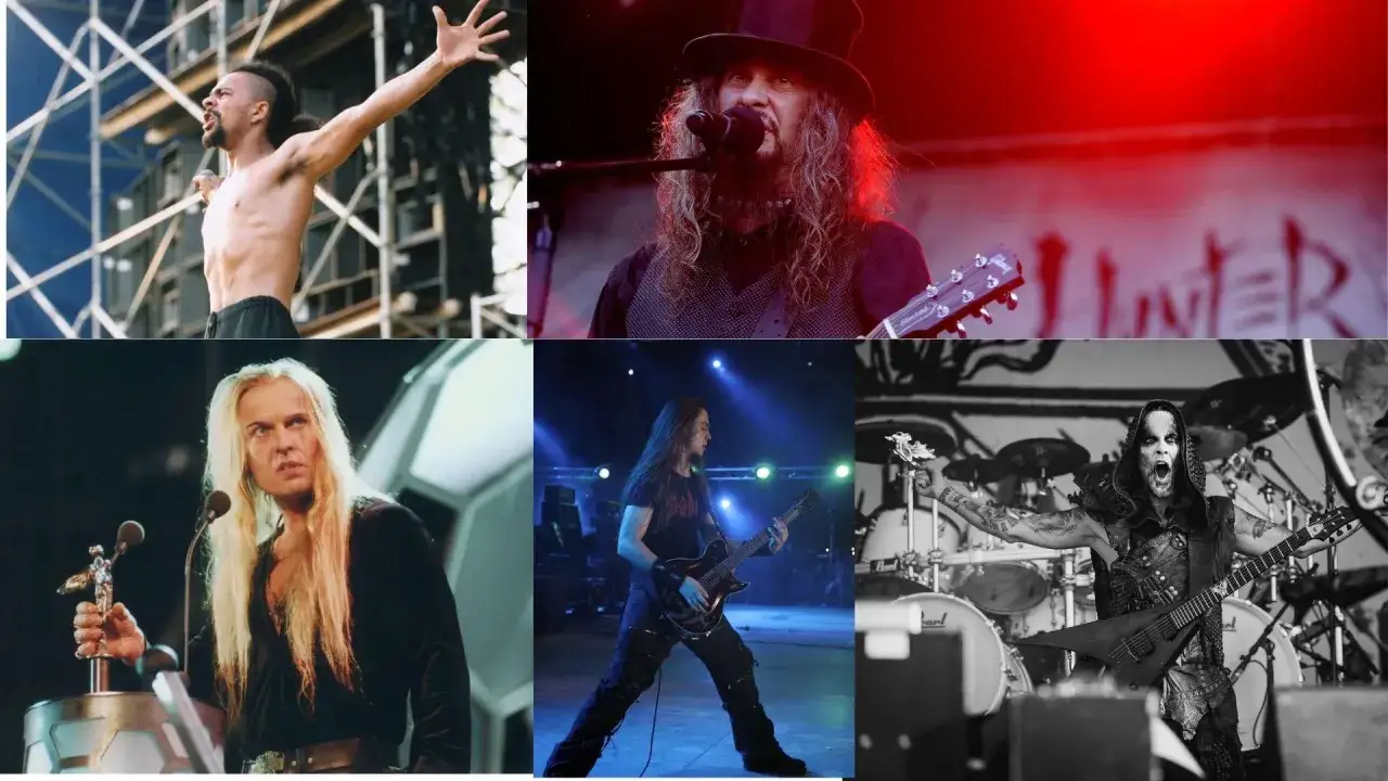 Behemoth, najbardziej znany polski zespół metalowy, na scenie. Muzycy w charakterystycznych strojach i makijażach.