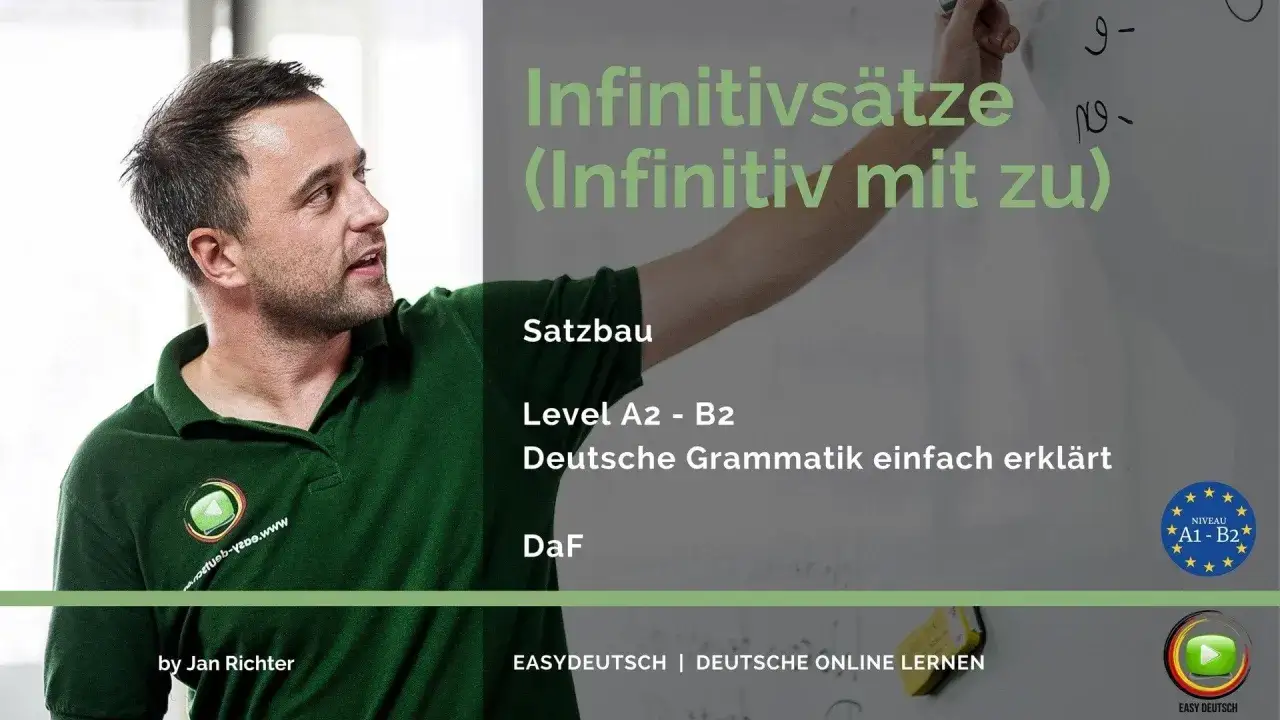 Mann erkl&auml;rt, was ist der Infinitiv mit zu. Deutsche Grammatik f&uuml;r Anf&auml;nger.