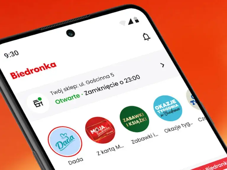 Ekran sklepu Google Play App Store aplikacja Moja Biedronka