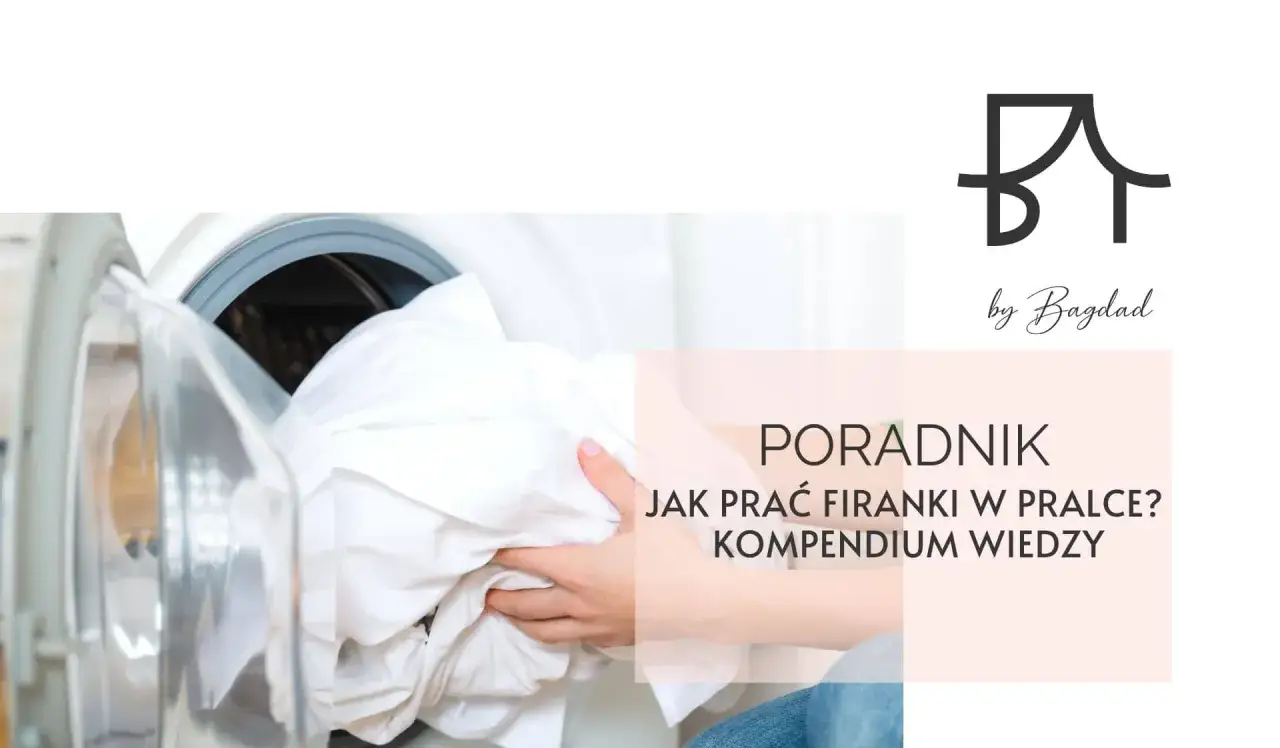 Ręce wkładające białe firanki do pralki. Poradnik: jak prać firanki w pralce? Kompendium wiedzy.