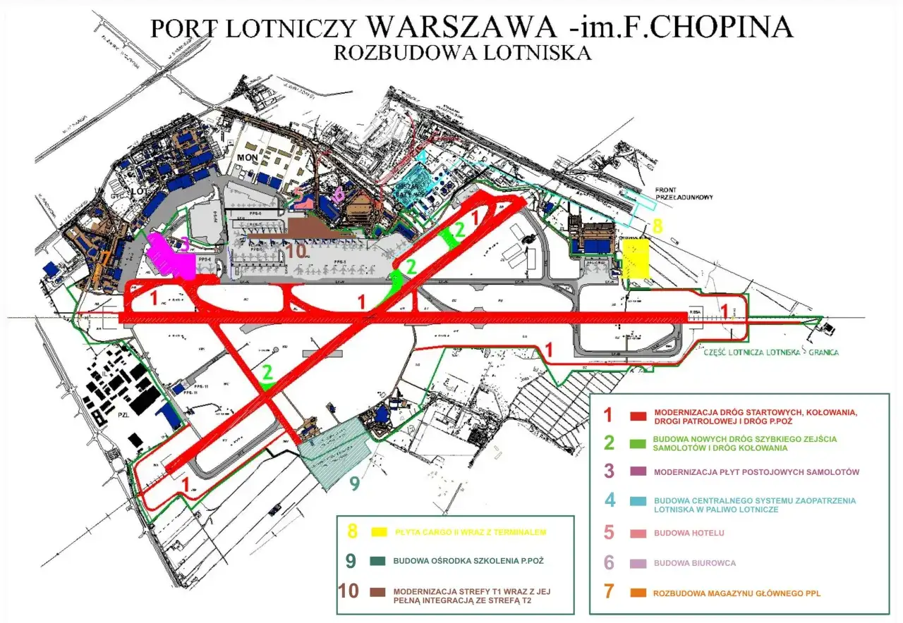 Mapa Lotniska Chopina transport przystanki stacje