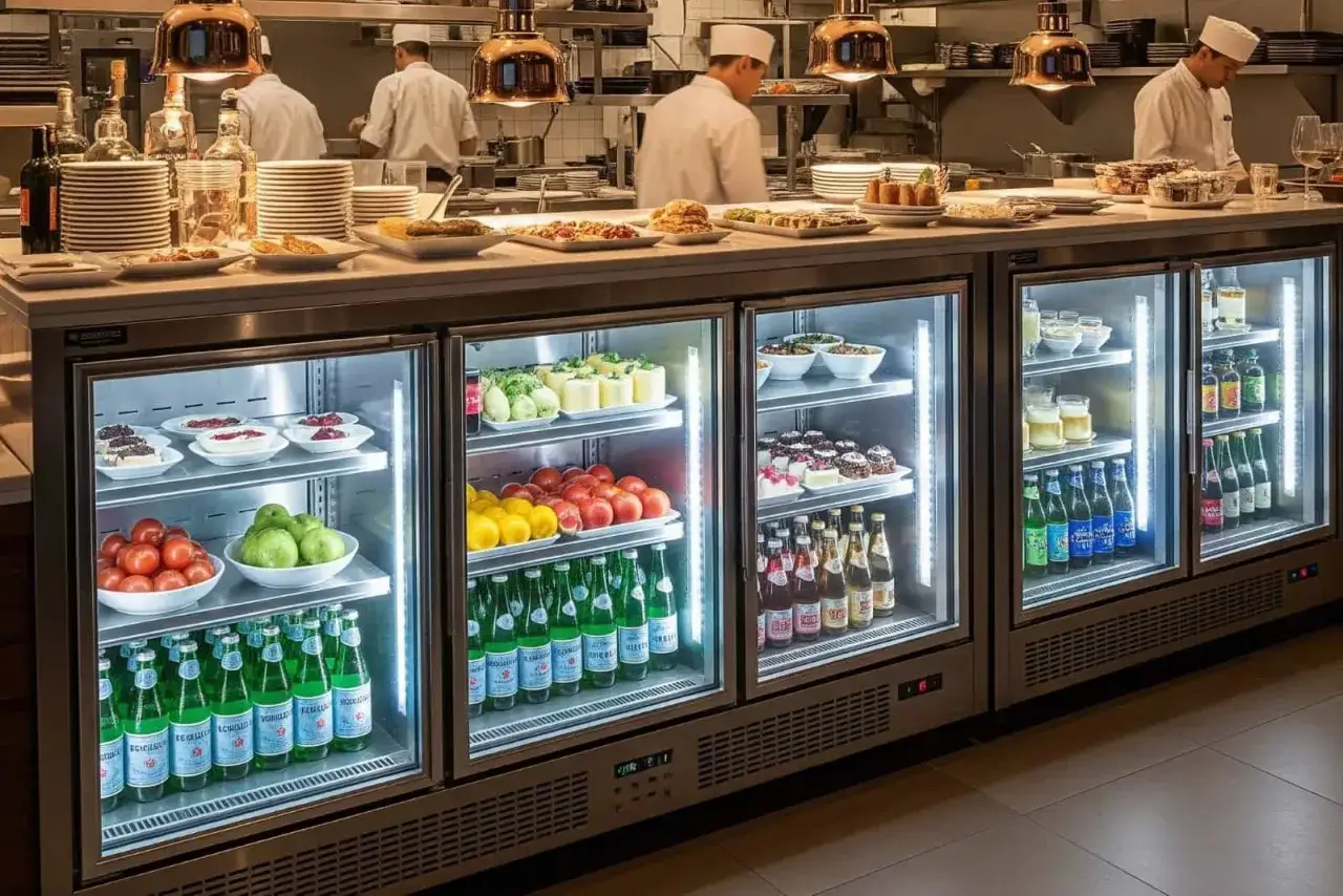 Frigo bar con bevande e cibi freschi, la temperatura ideale per ogni gusto.