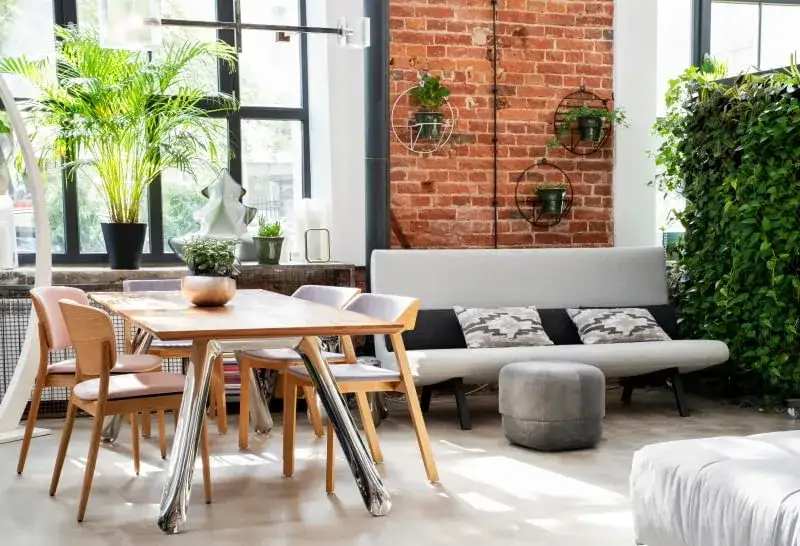 kwietnik w salonie loft boho skandynawski