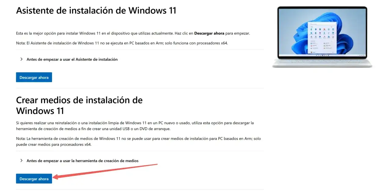 Instala Windows 11 gratis con el asistente. Descarga la herramienta para crear medios de instalación.