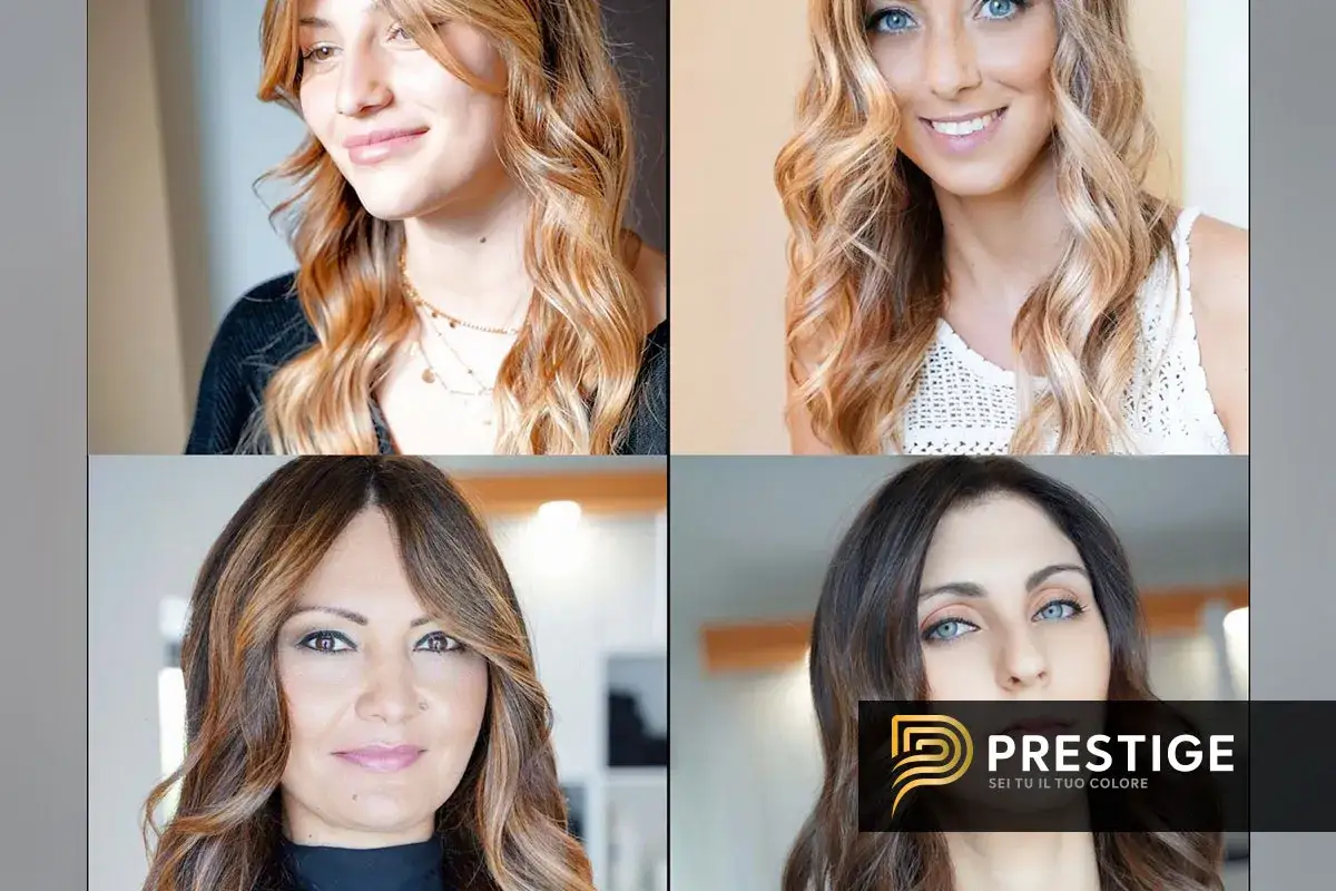 Quattro donne con diverse tonalità di capelli: biondo miele, biondo cenere, castano ramato e castano scuro. Un aiuto visivo per capire che colore di capelli mi sta bene.