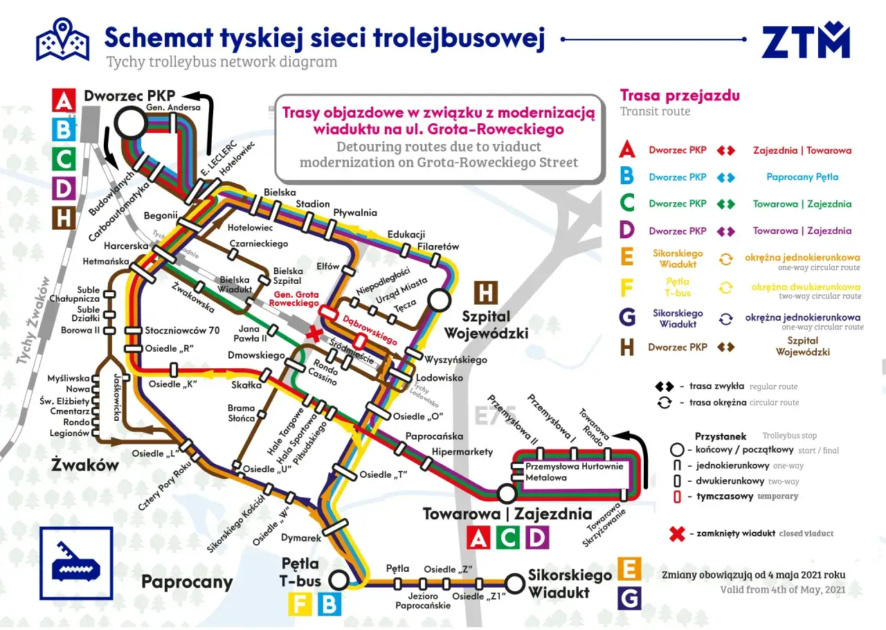 Mapa Tychy Wyszyńskiego przystanki autobusowe