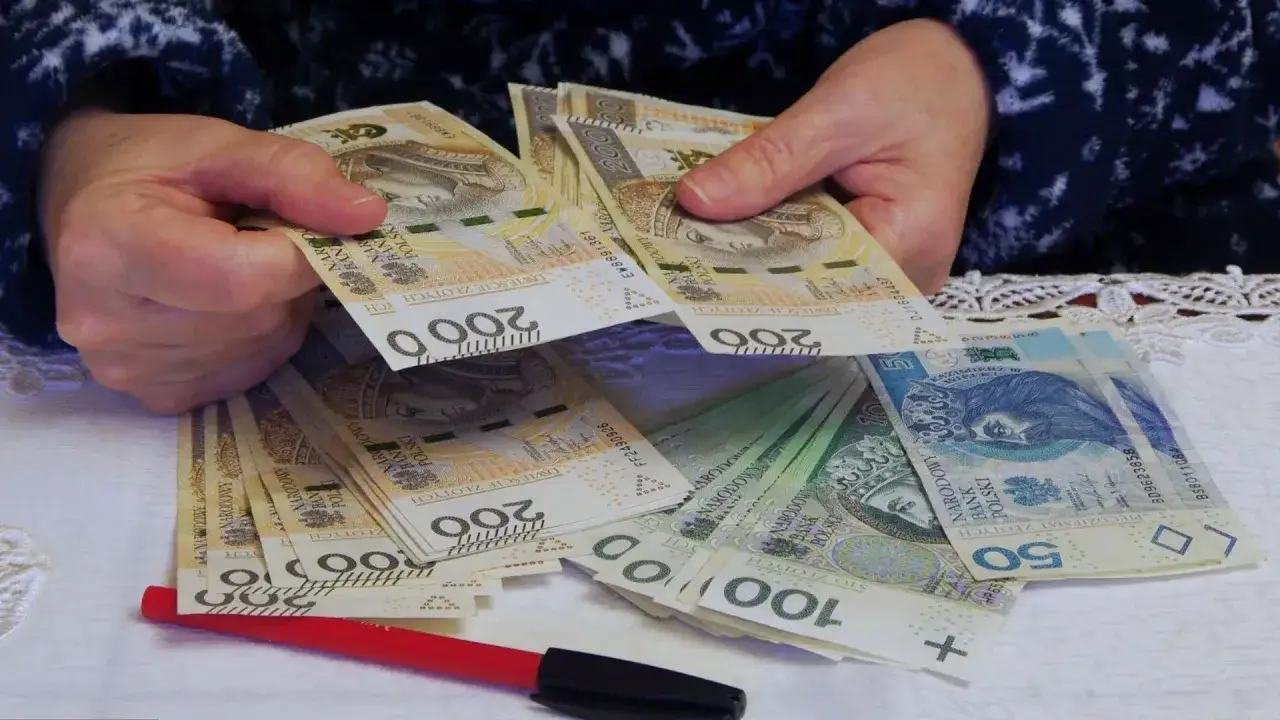 Ręce liczą banknoty 200 zł, 100 zł i 50 zł. To mogą być najnowsze wiadomości o emeryturach i rentach.