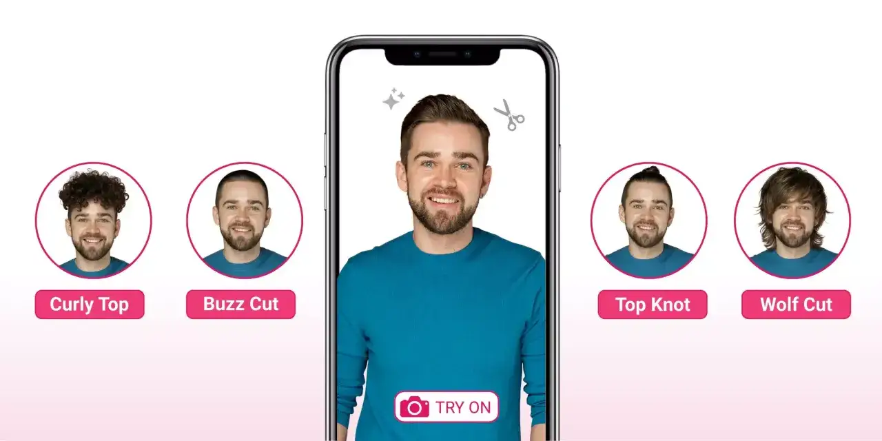 Aplikacja do fryzur pozwala przymierzyć różne uczesania: kręcone, krótko ostrzyżone, top knot i wolf cut.