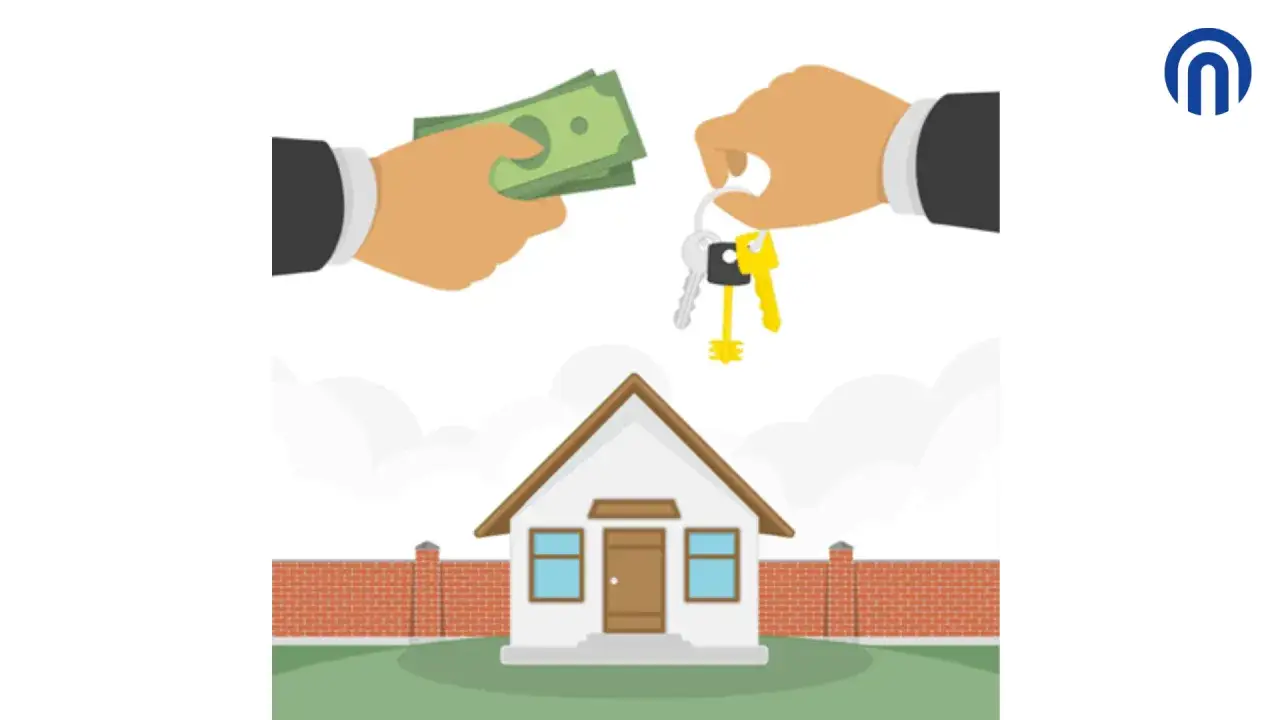 Mains tenant de l'argent et des clés devant une maison. Une illustration symbolisant la désolidarisation prêt immobilier.