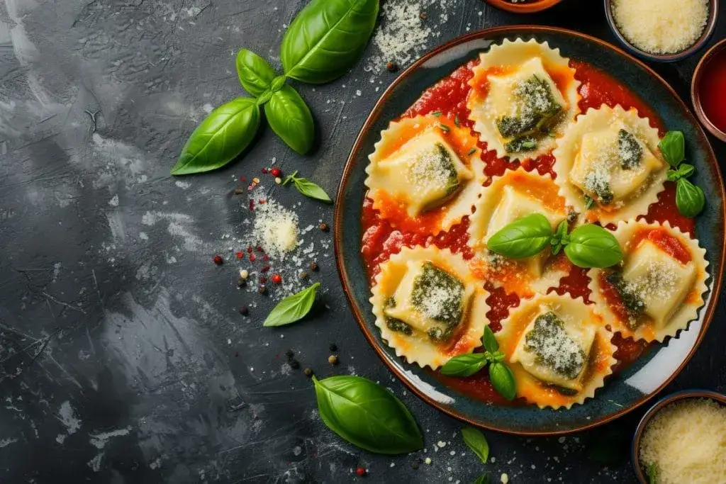 r&oacute;żne sosy do tortellini na talerzach