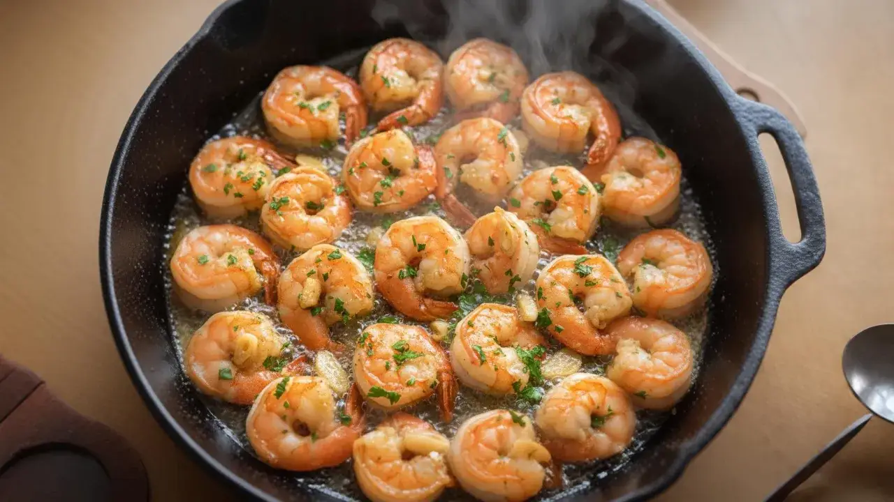 Gambas po&ecirc;l&eacute;es, dor&eacute;es et parfum&eacute;es, pr&ecirc;tes &agrave; &ecirc;tre d&eacute;gust&eacute;es. Une recette simple et savoureuse.