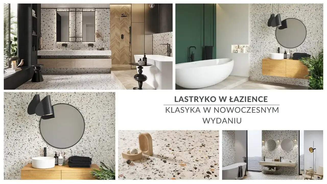 Nowoczesna łazienka z lastryko na ścianie i podłodze. Klasyka w nowym wydaniu.