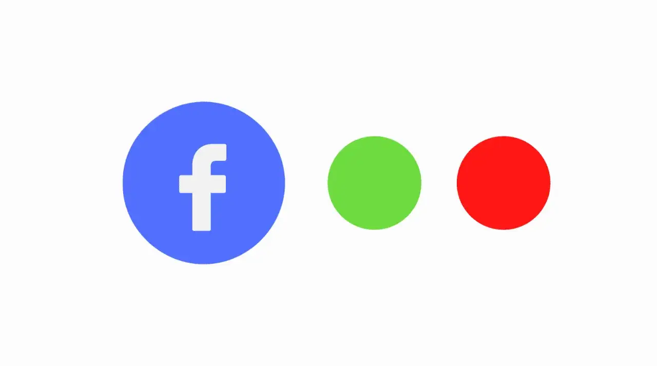 Logo Facebook z trzema kropkami: niebieską z literą