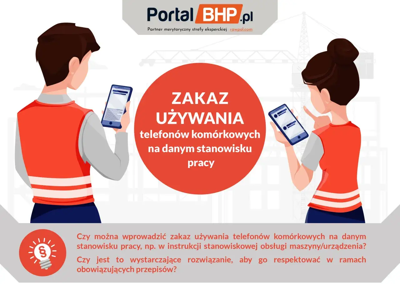 Ilustracja przedstawia pracownik&oacute;w z telefonami kom&oacute;rkowymi, nad nimi widnieje napis 