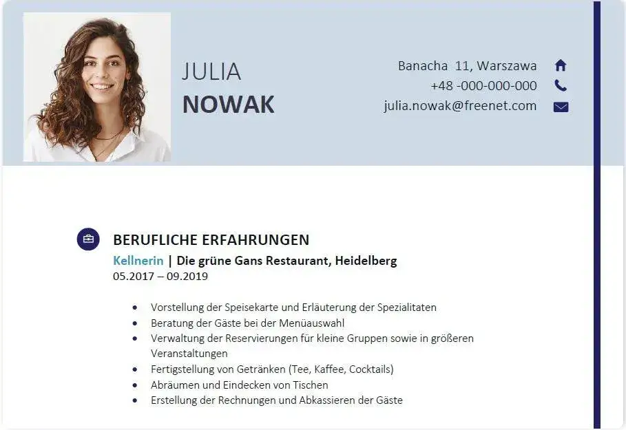 profesjonalne niemieckie CV szablon