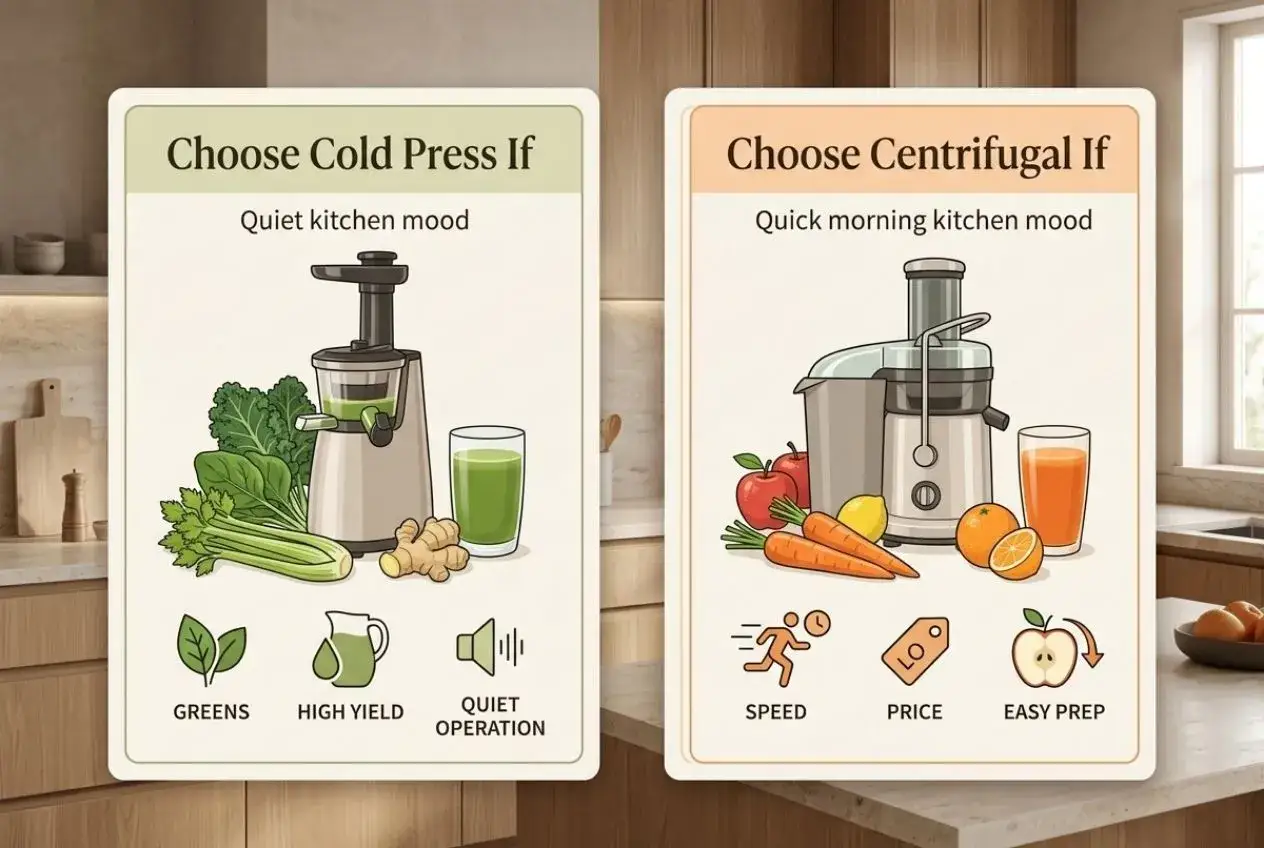 Deux centrifugeuses ou extracteurs : une pour les l&eacute;gumes verts et le calme, l'autre pour les fruits et la rapidit&eacute; matinale.