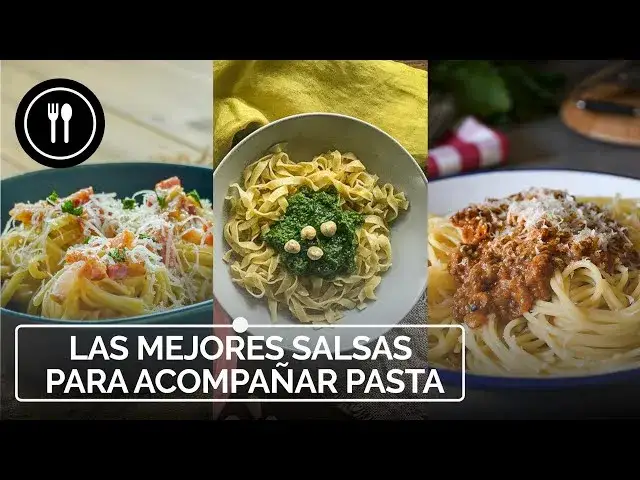collage de diferentes platos de pasta carbonara pesto boloñesa