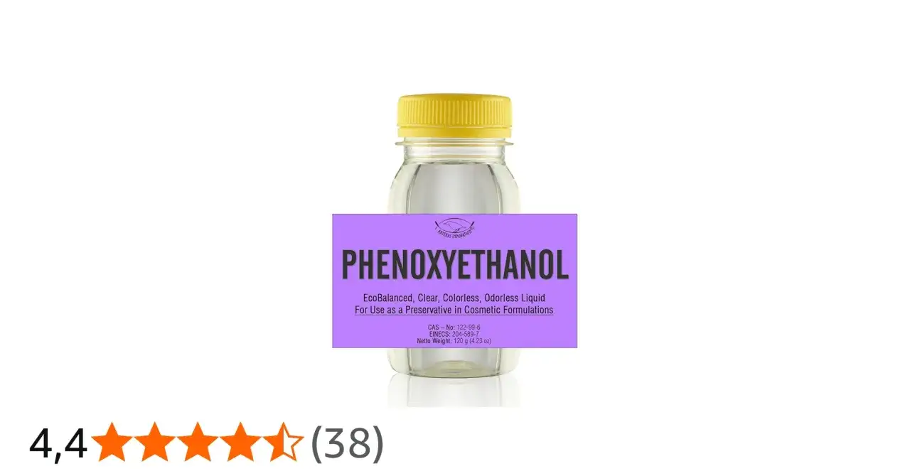 Flacone trasparente con liquido incolore. L'etichetta viola indica 