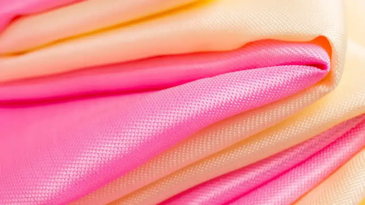 Stos różowych i żółtych tkanin, które wyglądają na przewiewne. Czy spandex oddycha?