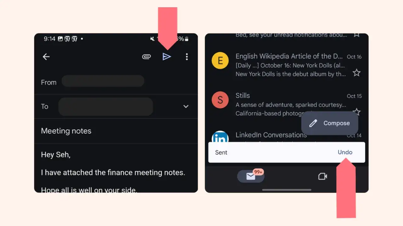 Comment rappeler un mail sur Gmail : l'interface montre comment annuler l'envoi d'un e-mail.