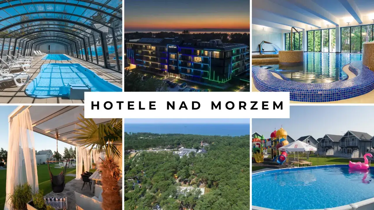 Relaks w hotelu nad morzem bałtyckim: baseny, plaża, plac zabaw i nowoczesna architektura.