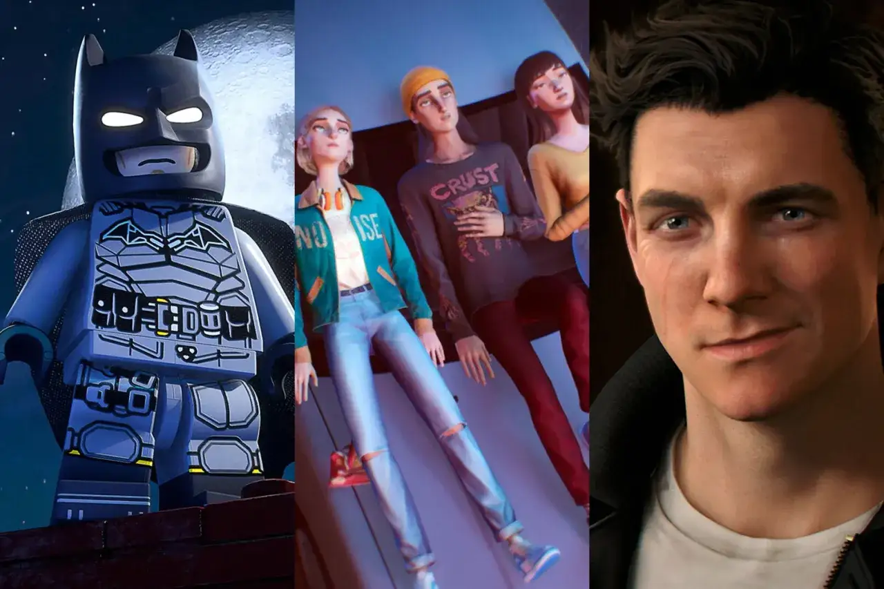 Lego Batman, trójka postaci z gry Life is Strange, i zbliżenie na twarz mężczyzny – to wszystko składa się na obraz najlepsze gry.