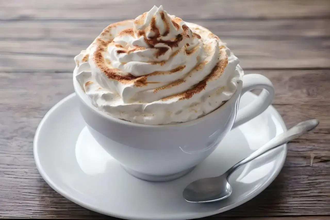 Ein cremiger Cappuccino mit Sahne und Zimt, der an die italienische Kaffeekultur erinnert.