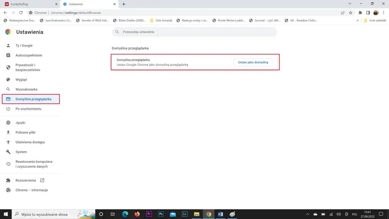 Ustawianie Chrome jako domyślnej przeglądarki