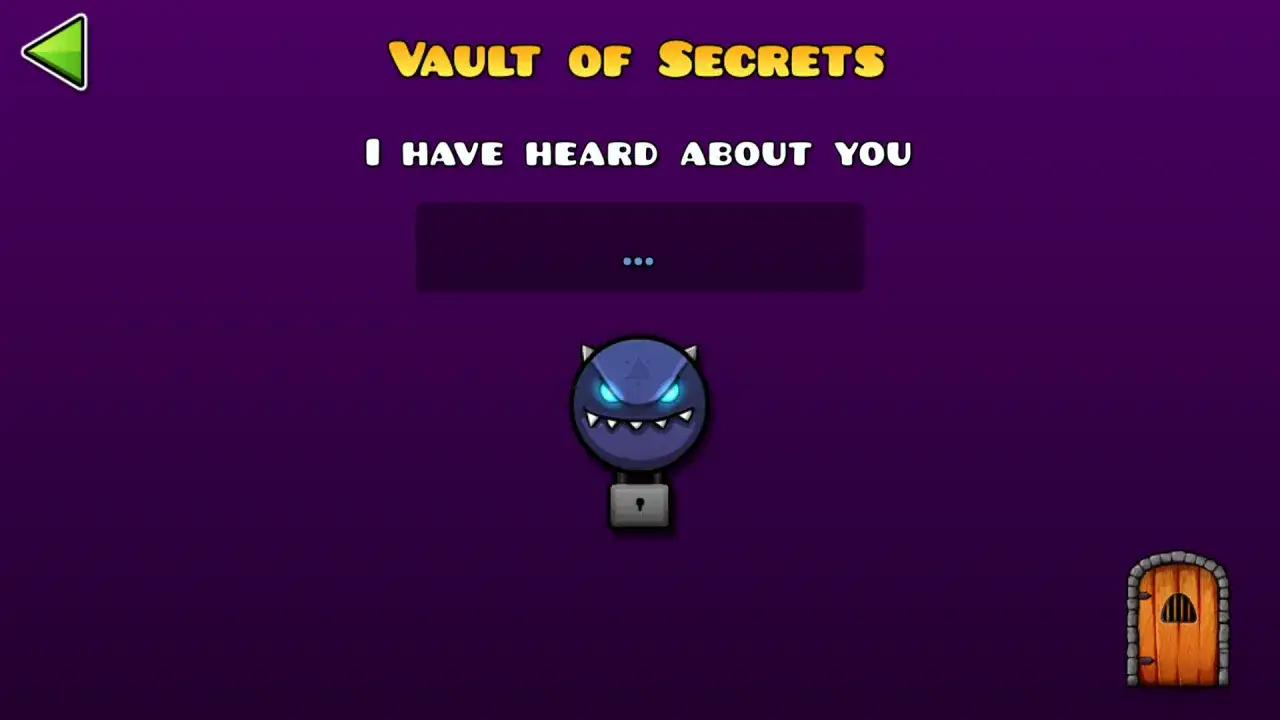 La B&oacute;veda de Secretos de Geometry Dash, con un demonio y un candado, esperando c&oacute;digos.