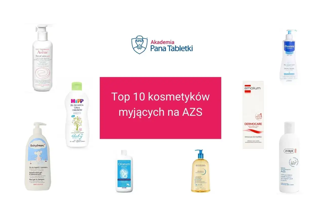 Kolekcja kosmetyków do mycia dla skóry atopowej: Avène, HiPP, Babydream, Oilatum, Bioderma, Mustela, Emolium, Ziaja.