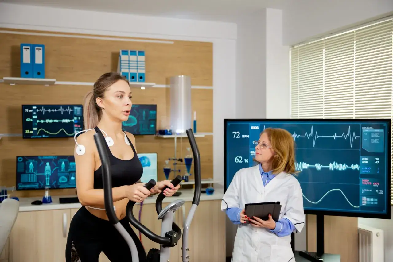Lekarz sportowy wykonujący badanie diagnostyczne