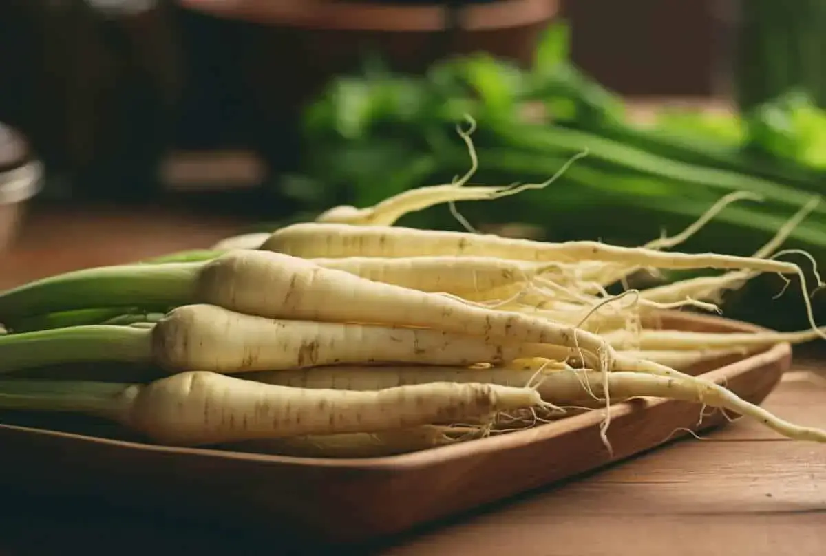 Racines de salsifis frais, prêts à être cuisinés. La culture salsifis est une tradition culinaire appréciée.
