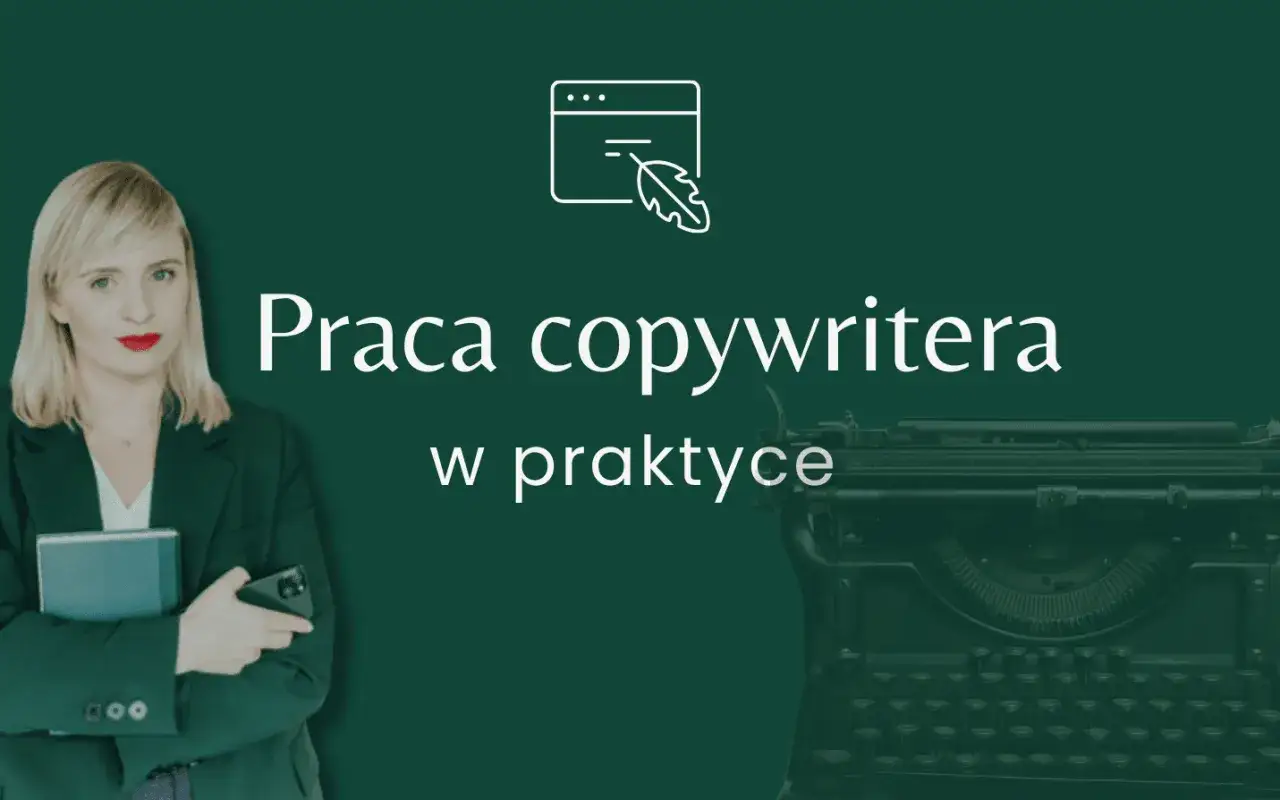 Kobieta z książką i telefonem, obok maszyna do pisania. Tytuł: