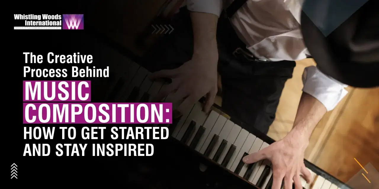 Hands play piano keys, illustrating the creative process behind music composition, essential for film scores.