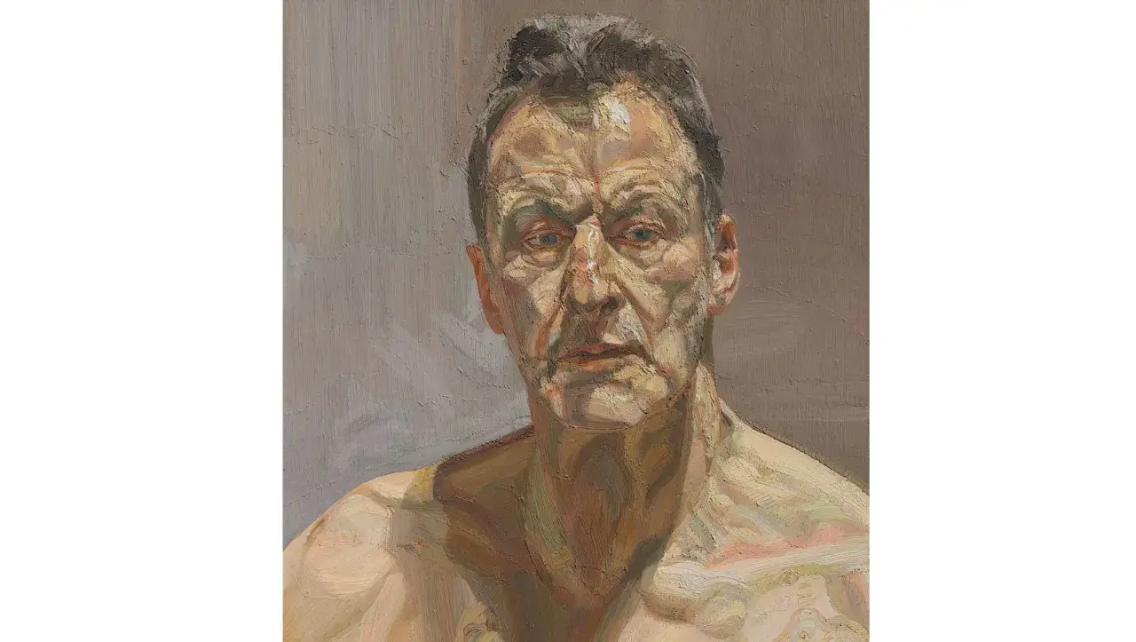 Portrait saisissant d'un homme, &eacute;voquant la profondeur psychologique d'un peintre freudien. Les coups de pinceau expressifs r&eacute;v&egrave;lent une &acirc;me complexe.