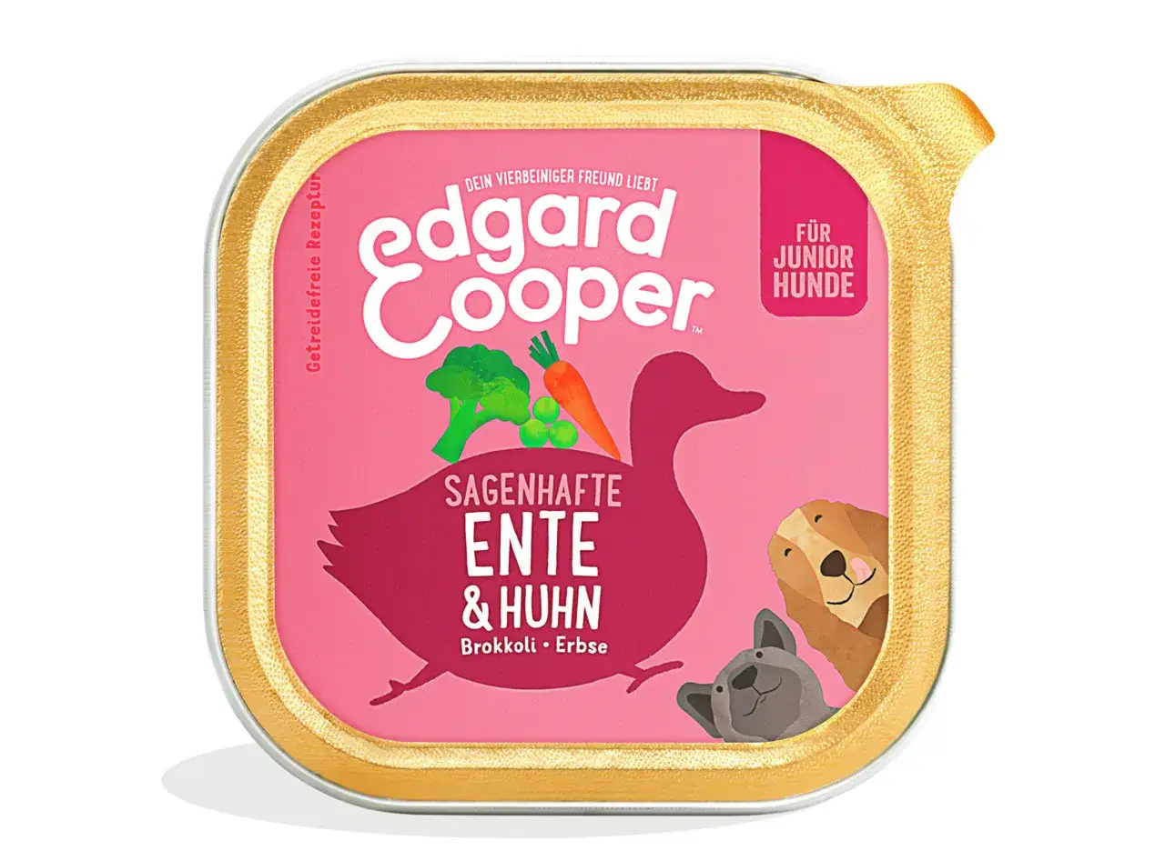 Edgard Cooper Futter f&uuml;r Hunde mit Ente & Huhn. Getreidefrei, gut bei Hund-Allergie. Auch f&uuml;r Welpen.