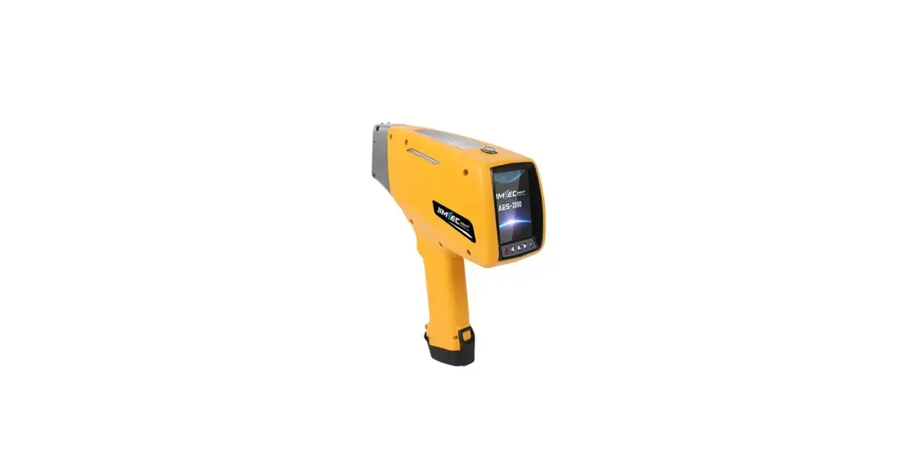Analizzatore portatile giallo per una rapida e **positive material identification**.