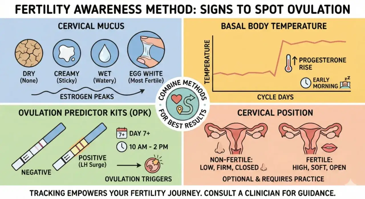 Méthodes pour repérer l'ovulation : glaire cervicale, température basale, tests OPK, position du col. Ces indicateurs aident à comprendre la fertilité femme.