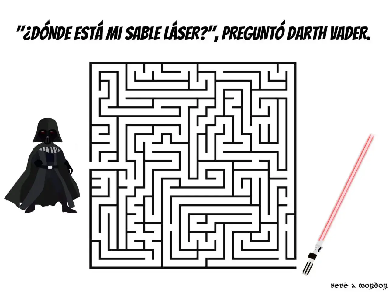 Darth Vader busca su sable l&aacute;ser en este laberinto para imprimir. &iexcl;Ay&uacute;dale a encontrarlo!