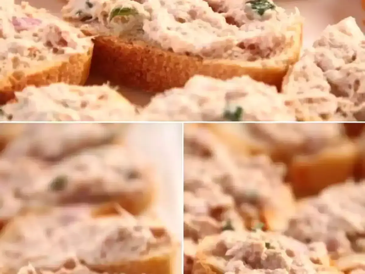 Petits toasts garnis de rillettes de thon, parfaits pour un ap&eacute;ritif gourmand.
