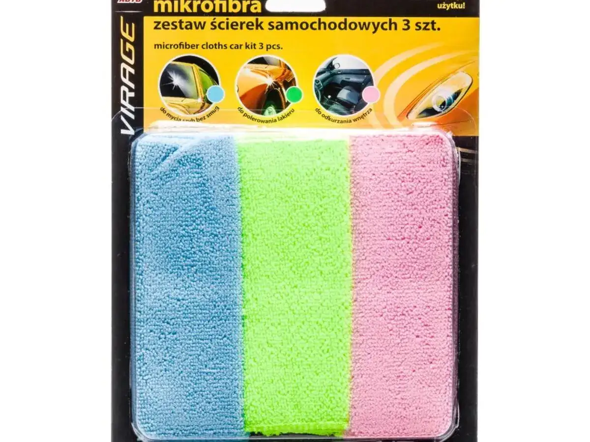 Zestaw 3 ściereczek z mikrofibry do samochodu: do mycia, polerowania lakieru i odkurzania wnętrza. Jak prac mikrofibry? Właśnie tak!