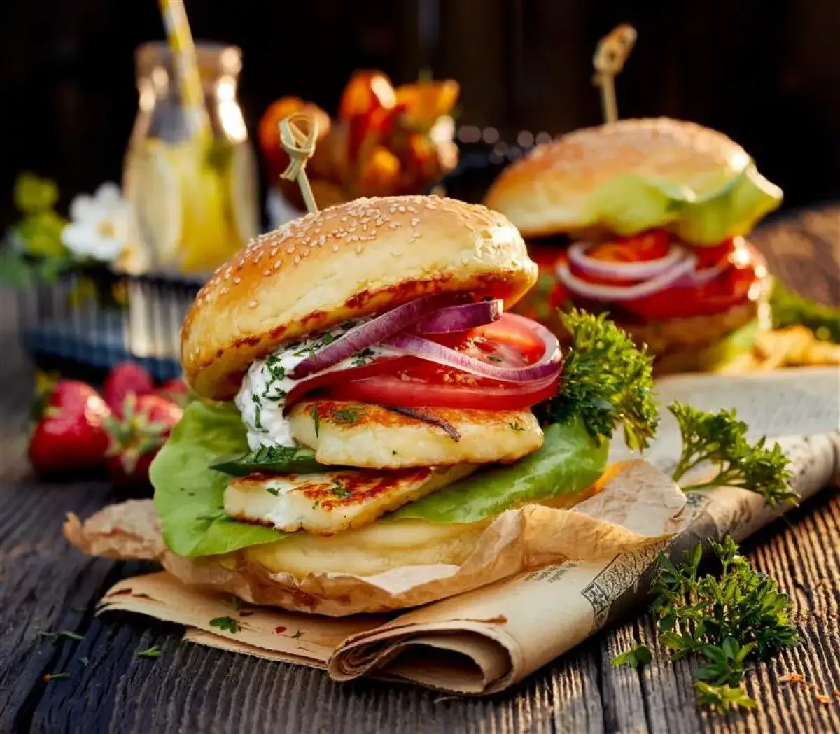 Burger wegetariański z halloumi
