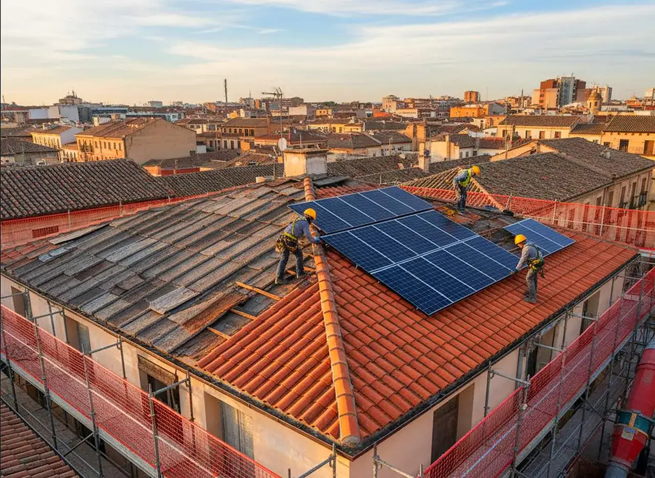 Instalaci&oacute;n de paneles solares en tejado espa&ntilde;ol, un paso hacia la independencia energ&eacute;tica y lejos del impuesto al sol en Espa&ntilde;a.
