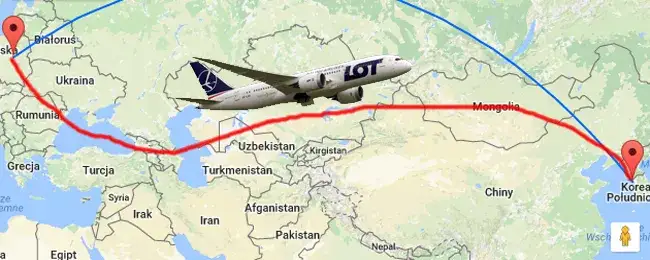 Zdjęcie Ile trwa lot z Polski do Korei Południowej? Sprawdź czas przelotu!