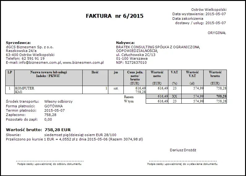 Zdjęcie Faktura w euro dla polskiego kontrahenta: Jak wystawić?