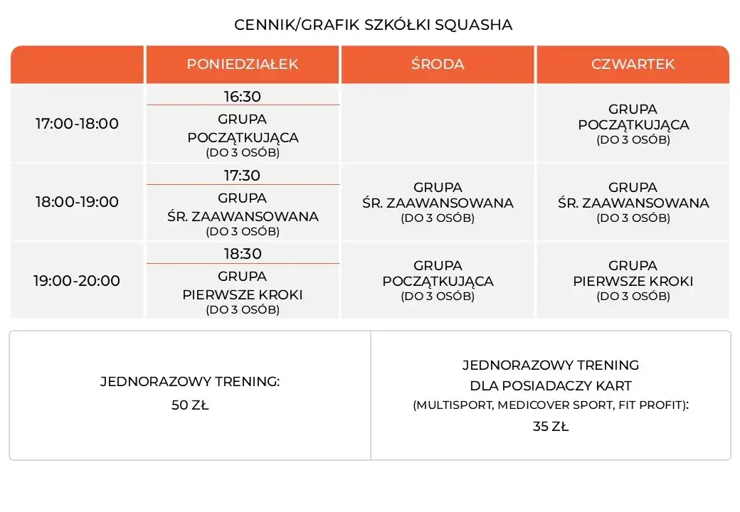 Zdjęcie Cennik kortów squash w Krakowie - porównaj ceny i oferty