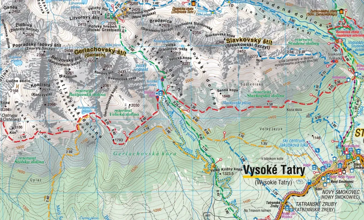 Mapa turystyczna Tatr Wysokich. Znajdziesz tu szlaki, schroniska i szczyty, idealne miejsce, gdzie najlepiej w g&oacute;ry.