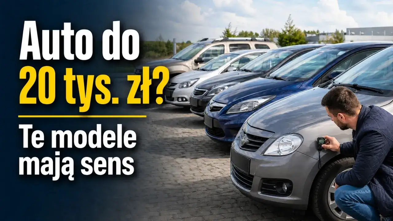 Szukasz auto do 20 tys. zł? Sprawdź te modele, które mają sens. Mężczyzna bada lakier samochodu.